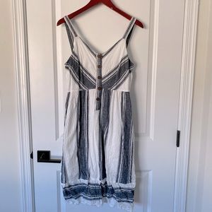 Grey and White Striped Summer Dress